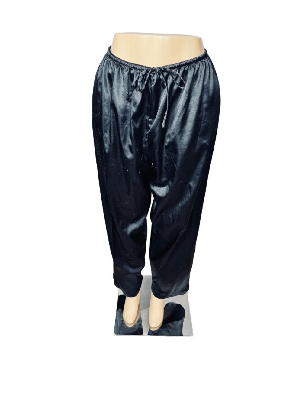 Silk Satin Pajama Pants Casual Loose Lounge Pants Drawstring Elastic Waist L